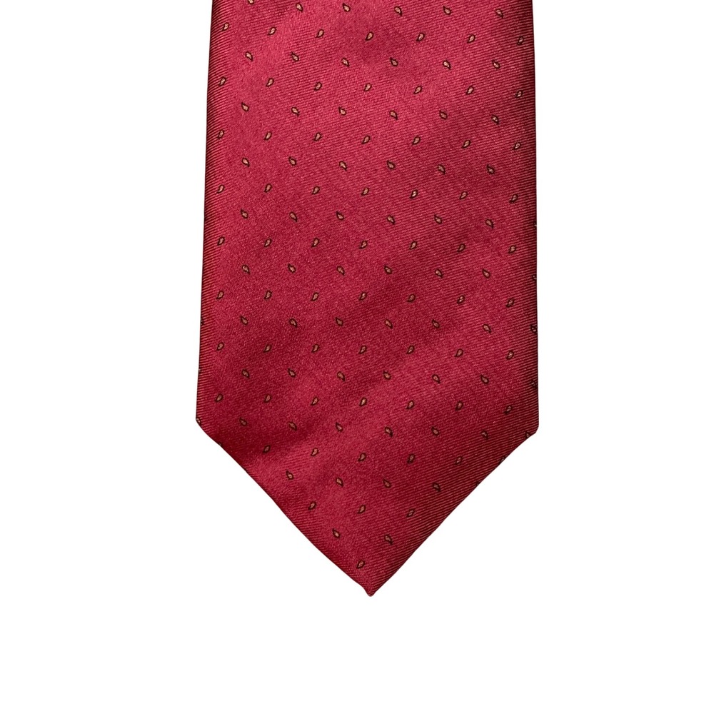 Bert Pulitzer Lord & Taylor Red Silk Foulard Tie Hand Printed England Paisley